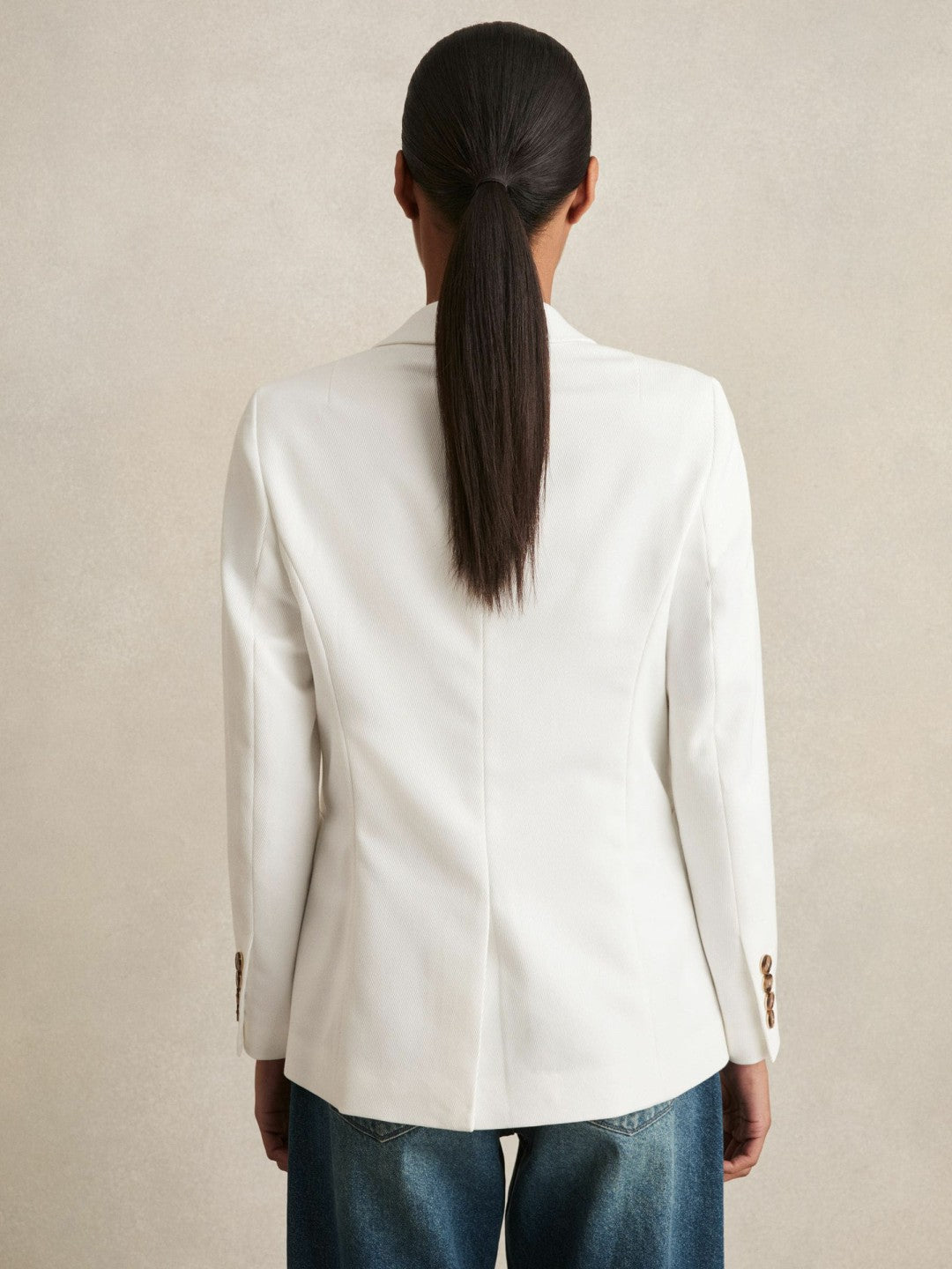 Double-Breasted Notch-Lapel Blazer White | Women