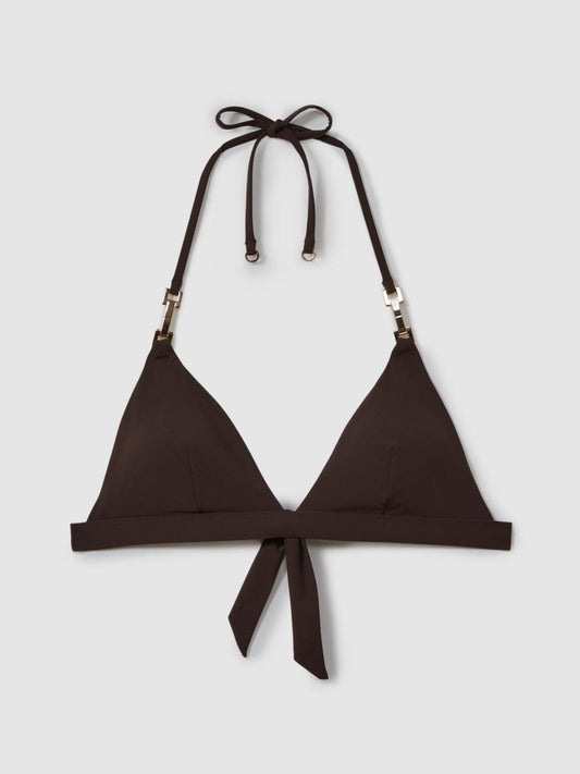 Triangle Halter Neck Bikini Top Chocolate | Women