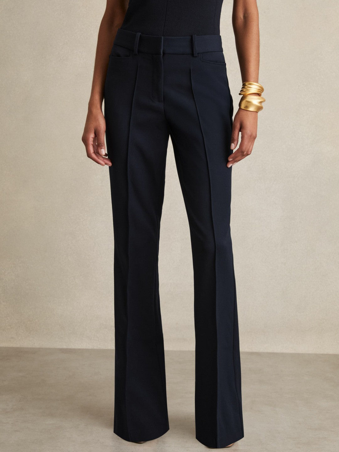 Petite Flared Suit Trousers Navy | Women