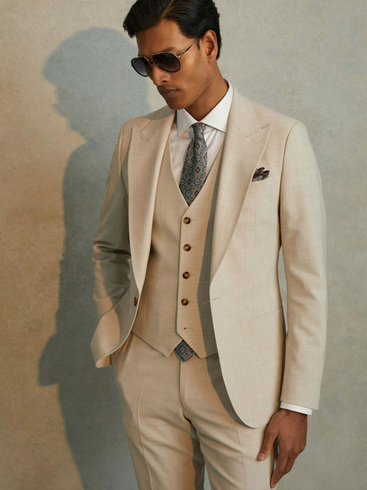 Slim Fit Single Breasted Waistcoat Stone | Men