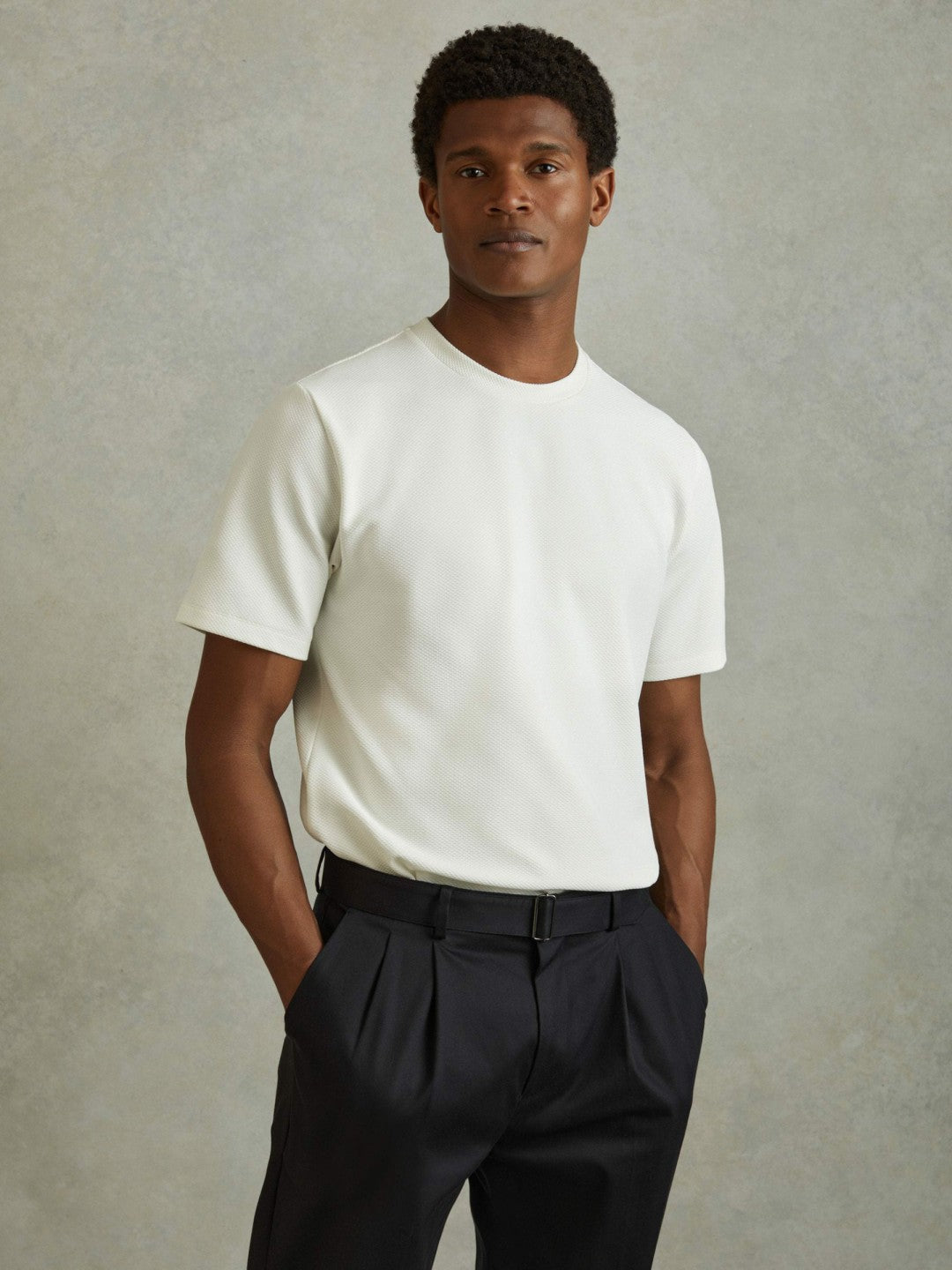 Textured Crew-Neck T-Shirt Off White | Men