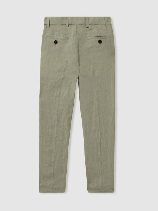 3-9 yrs Slim Fit Linen Adjustable Trousers Apple | Children & Baby