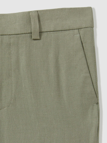 3-9 yrs Slim Fit Linen Adjustable Trousers Apple | Children & Baby