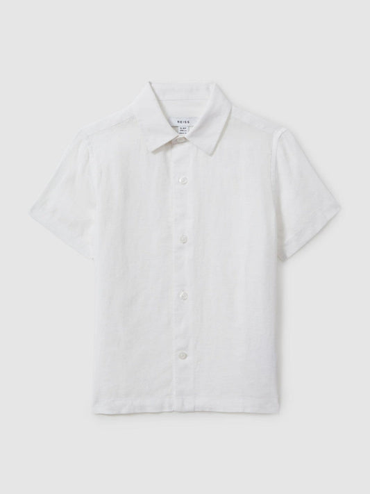 9-13 yrs Short Sleeve Linen Shirt White | Children & Baby