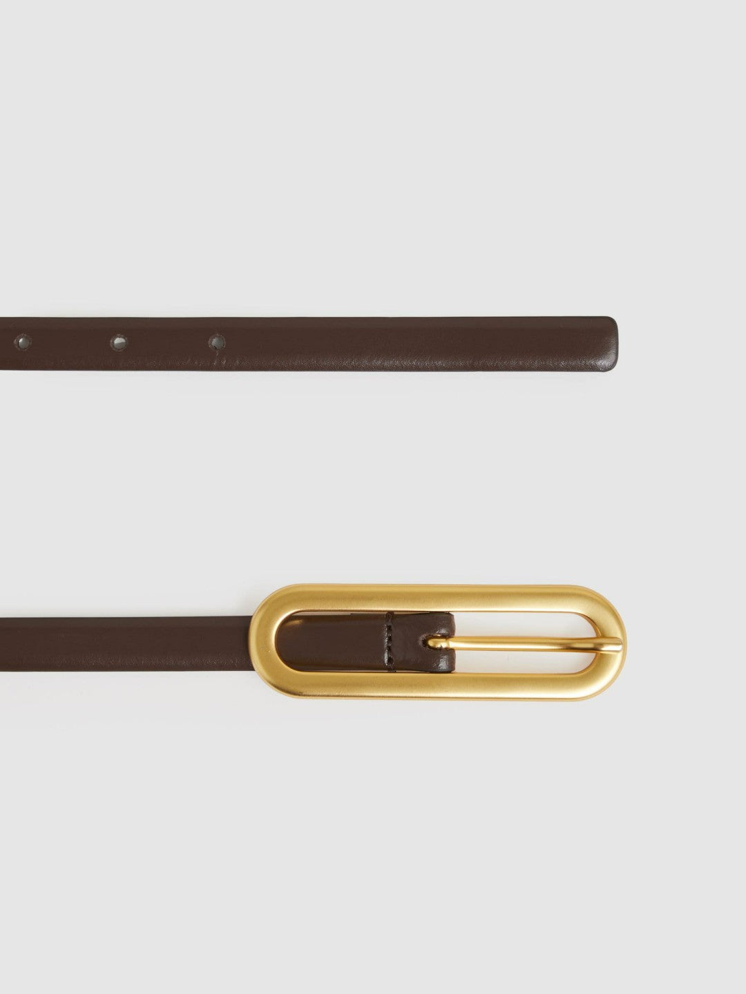 Thin Leather Elongated Buckle Belt Chocolate | Women