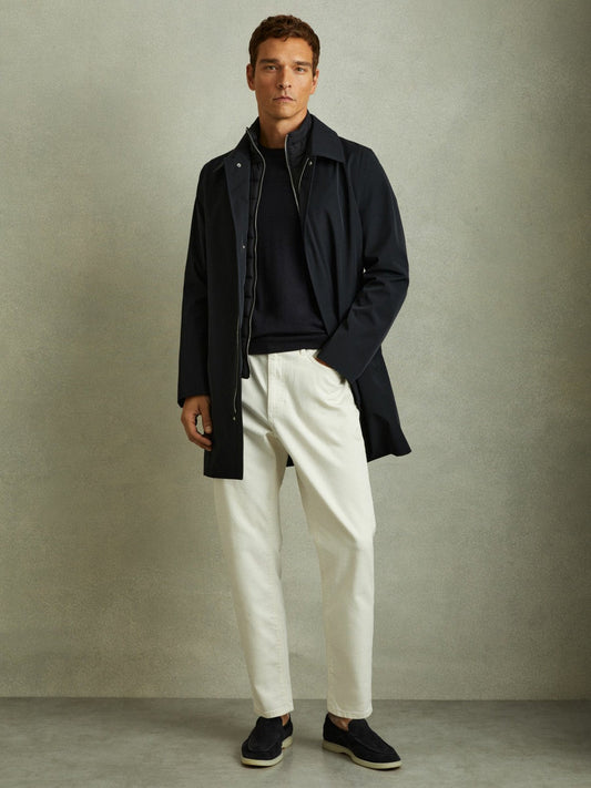 Hybrid Removable Funnel Neck Overcoat Navy | Men