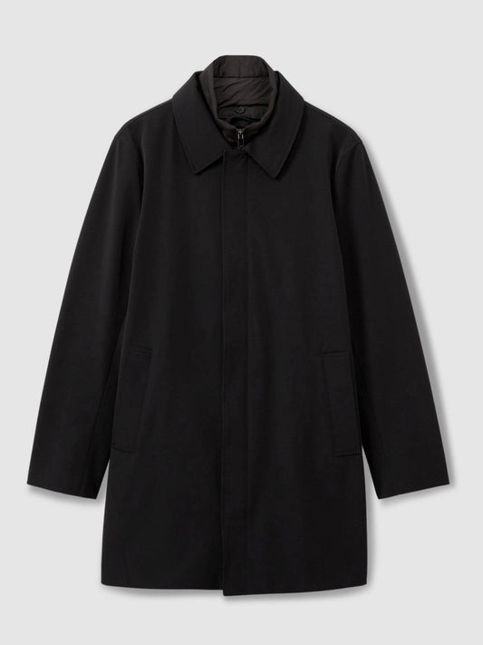 Hybrid Removable Funnel Neck Overcoat Black | Men