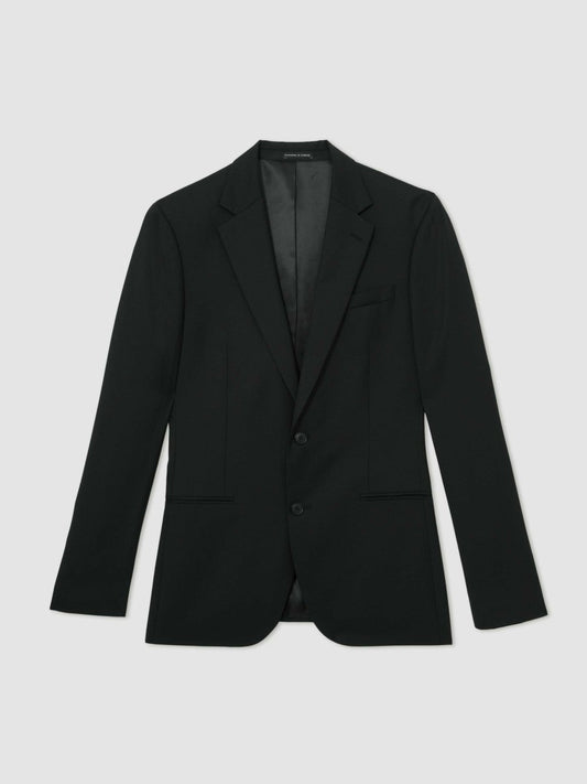 Wool-Blend Single-Breasted Suit Jacket Slim-Fit Black | Men