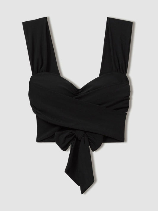 Wrap Design Bikini Top Black | Women