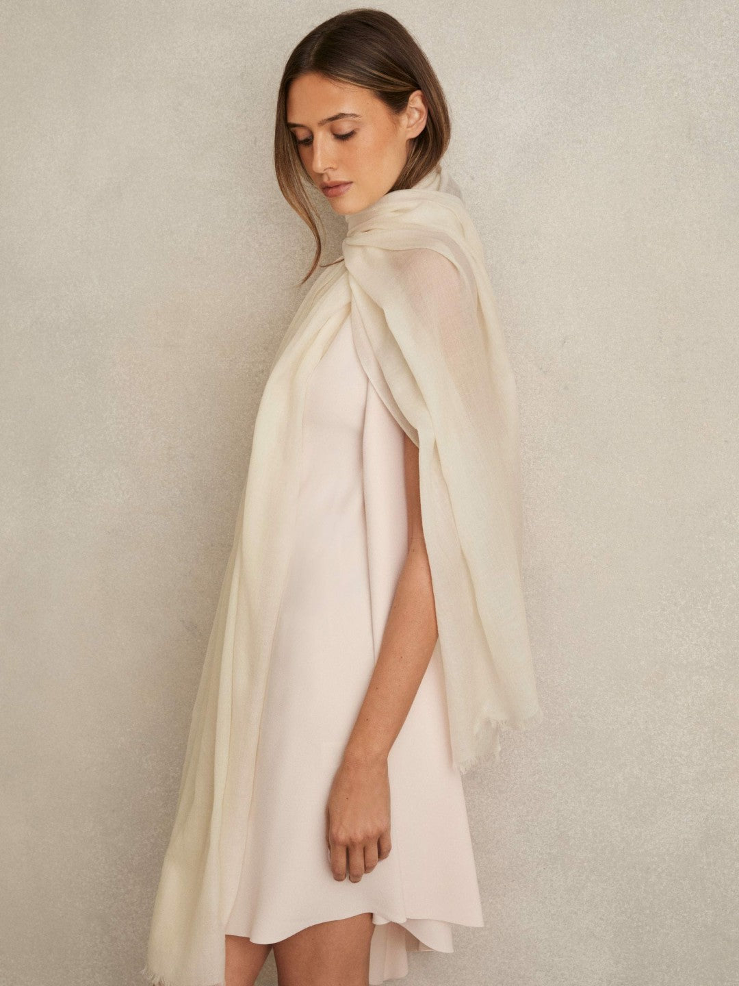 Wool-Cashmere Lightweight Scarf Off White | Women