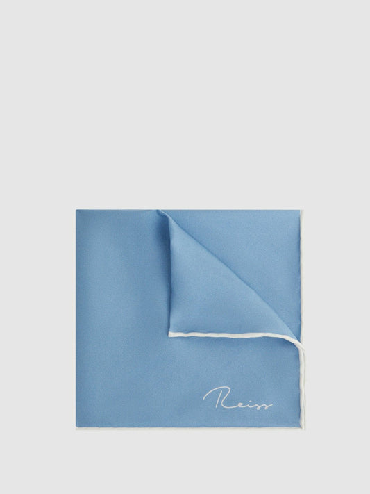 Plain Silk Pocket Square Soft Blue | Men