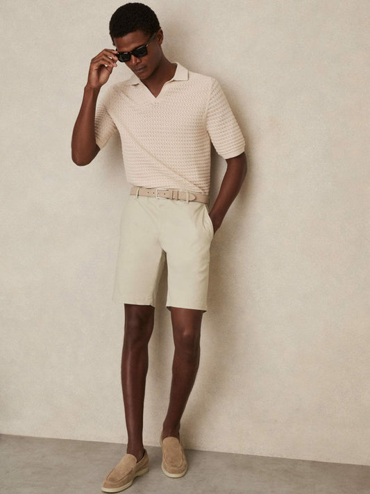 Cotton Chino Shorts With Stretch Stone | Men