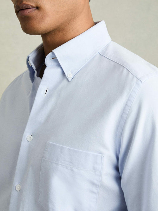 Slim-Fit Button-Down Collar Cotton Oxford Shirt Soft Blue | Men