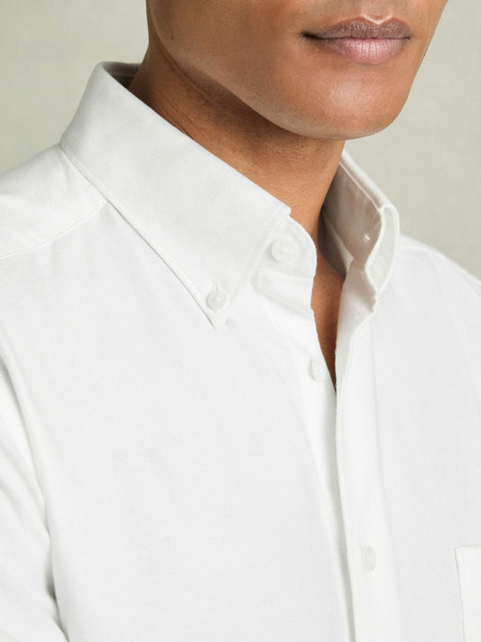 Slim-Fit Button-Down Collar Cotton Oxford Shirt White | Men