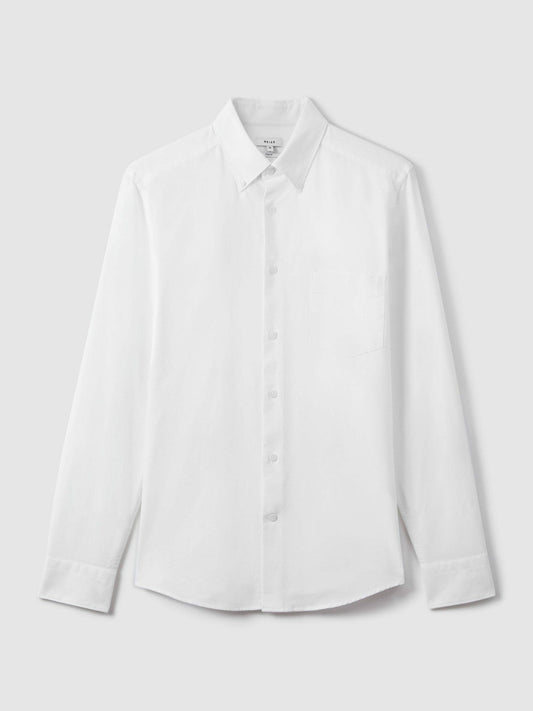 Slim-Fit Button-Down Collar Cotton Oxford Shirt White | Men