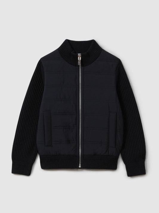 9-14 yrs Hybrid Zip Through Quilted Jacket Navy | Children & Baby