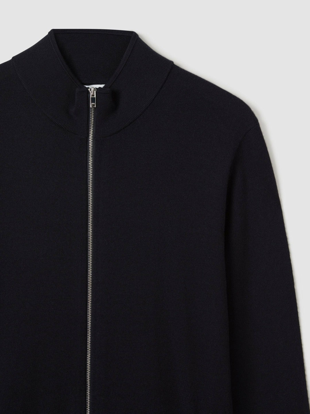 Merino Wool Zip-Through Cardigan Navy | Men