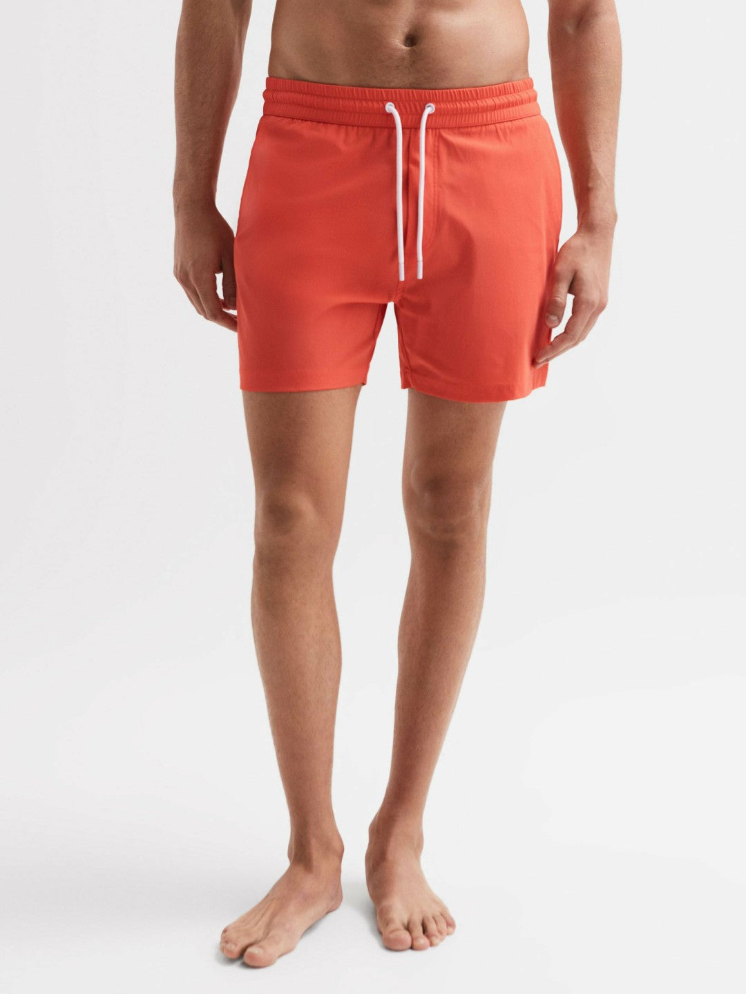 Plain Drawstring Swim Shorts Bright Orange | Men