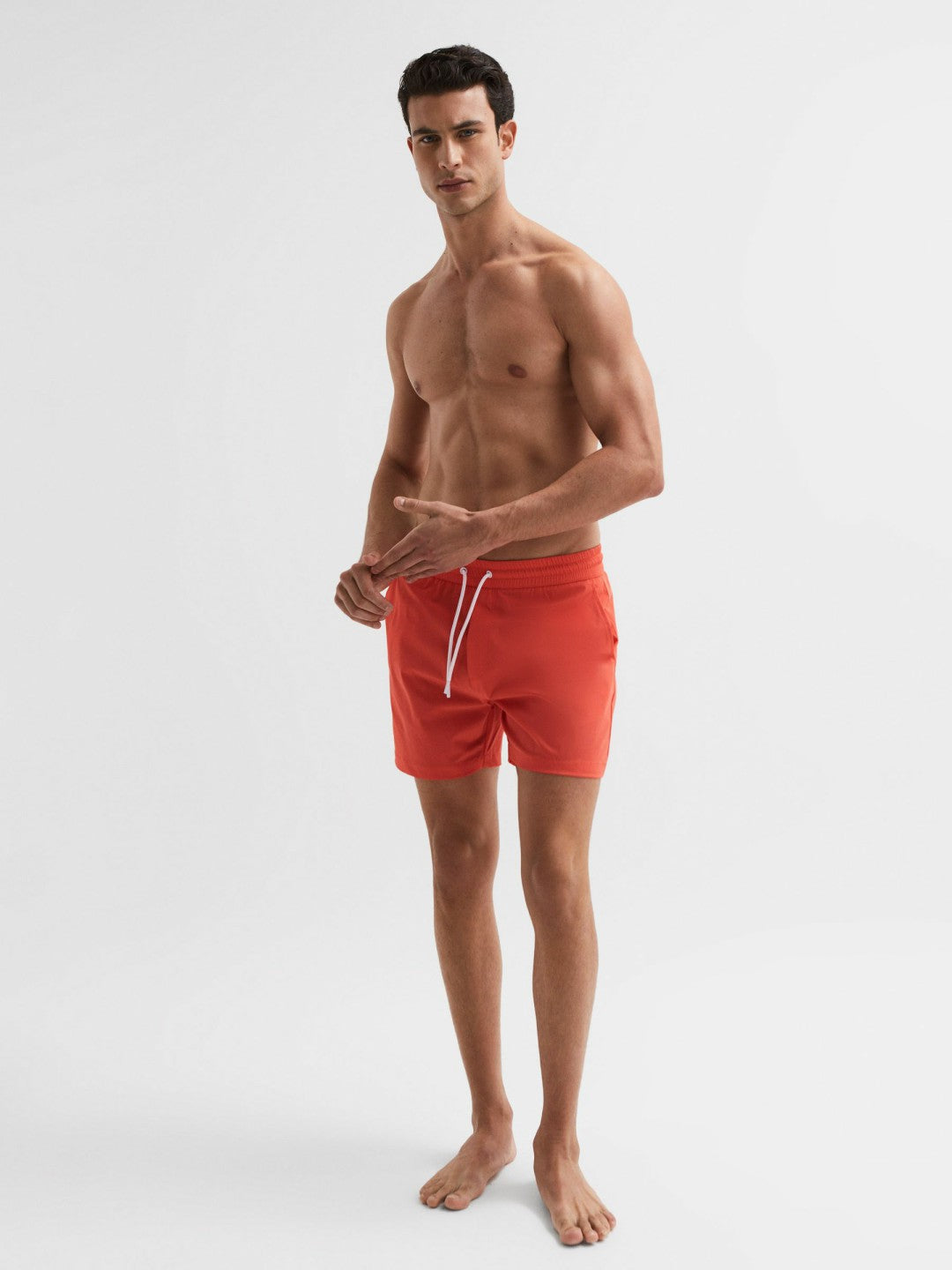 Plain Drawstring Swim Shorts Bright Orange | Men