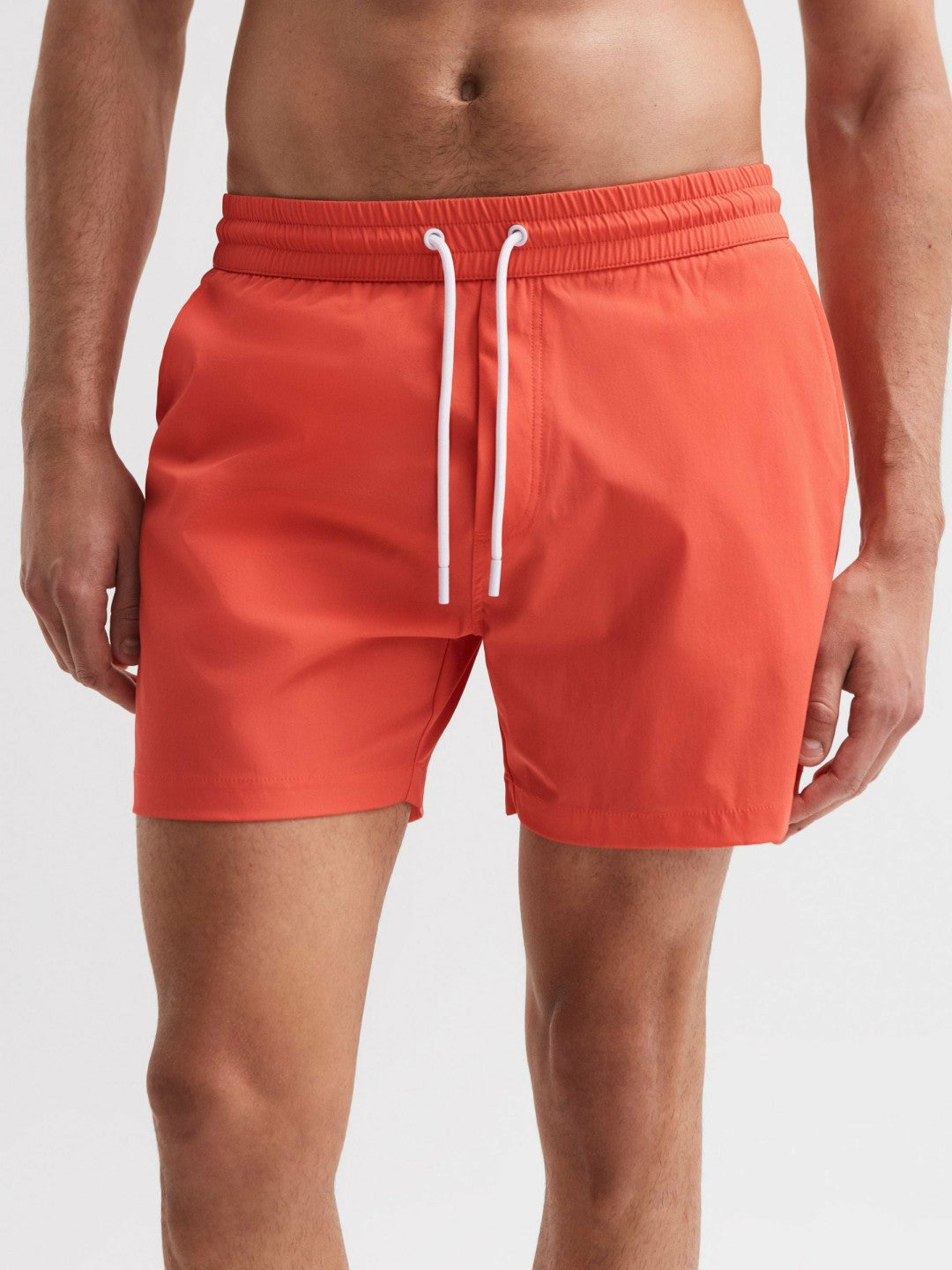 Plain Drawstring Swim Shorts Bright Orange | Men