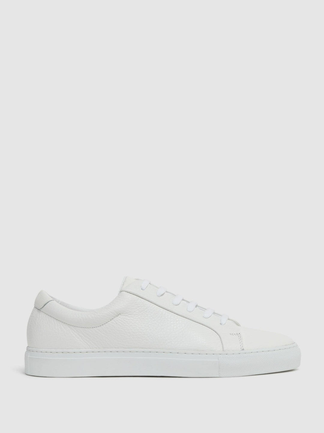 Tumbled-Leather Low-Top Trainers White | Men