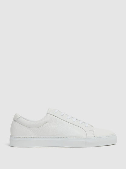Tumbled-Leather Low-Top Trainers White | Men