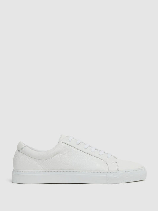 Tumbled-Leather Low-Top Trainers White | Men