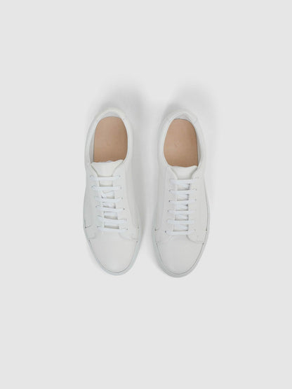 Tumbled-Leather Low-Top Trainers White | Men