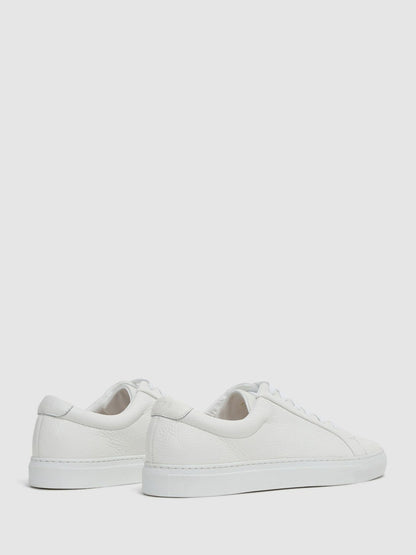 Tumbled-Leather Low-Top Trainers White | Men