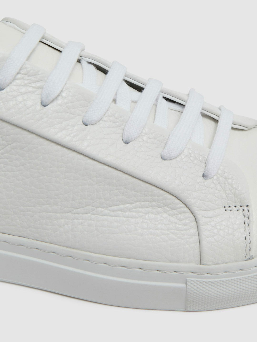 Tumbled-Leather Low-Top Trainers White | Men