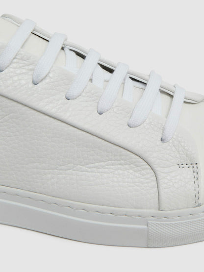 Tumbled-Leather Low-Top Trainers White | Men