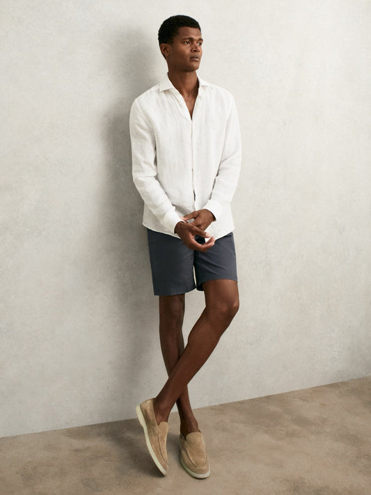 Cotton Chino Shorts with Stretch Airforce Blue | Men