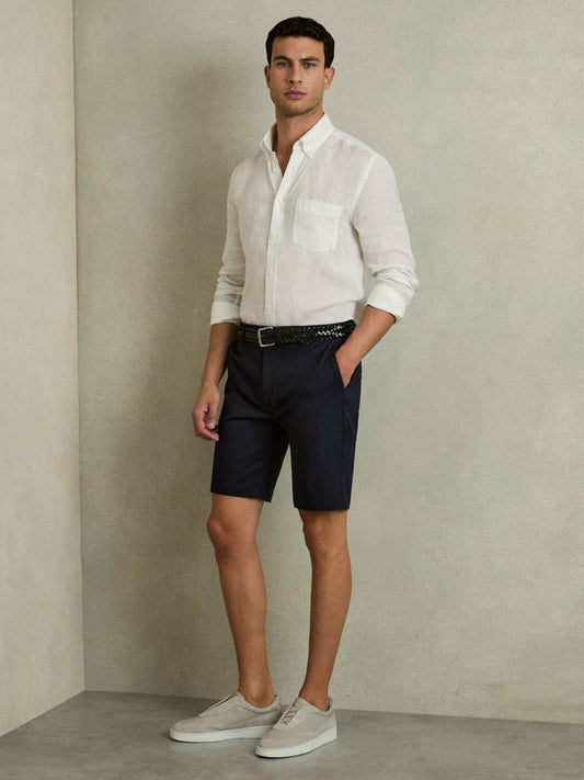 Cotton Chino Shorts with Stretch Navy | Men