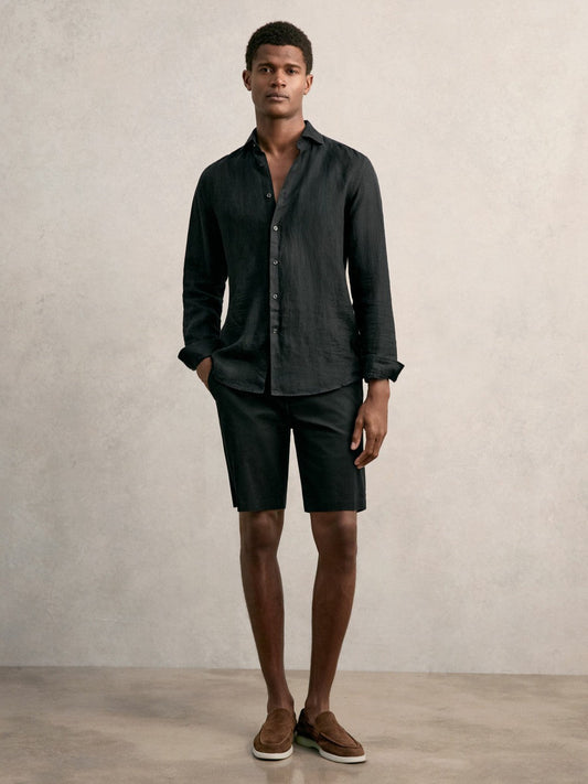 Cotton Chino Shorts with Stretch Black | Men