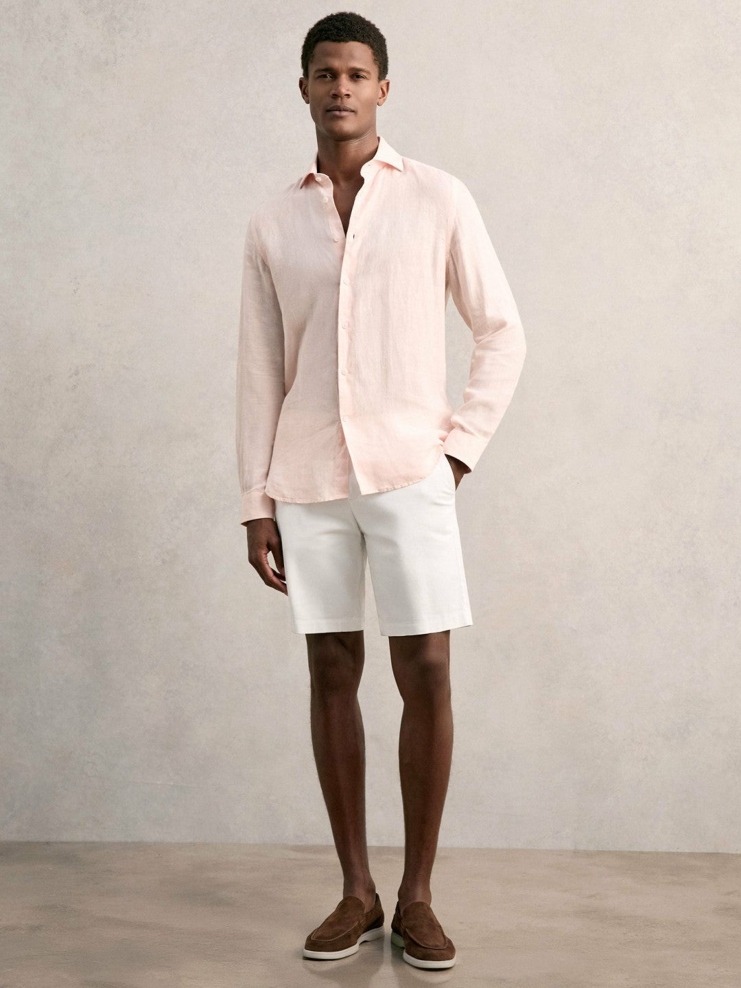 Cotton Chino Shorts with Stretch White | Men
