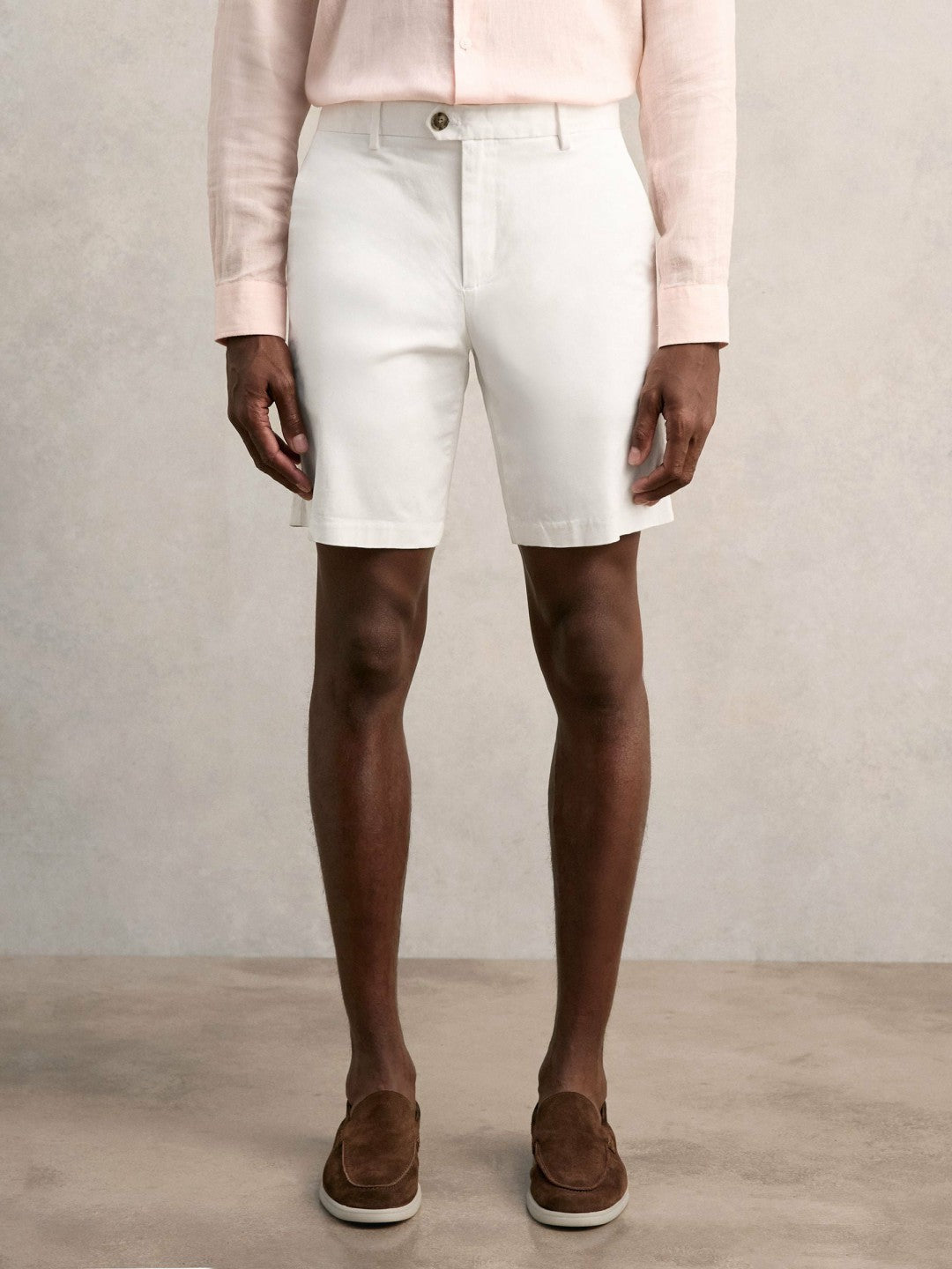 Cotton Chino Shorts with Stretch White | Men