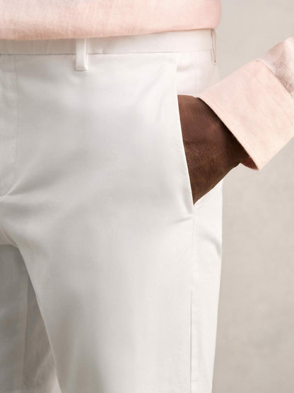 Cotton Chino Shorts with Stretch White | Men