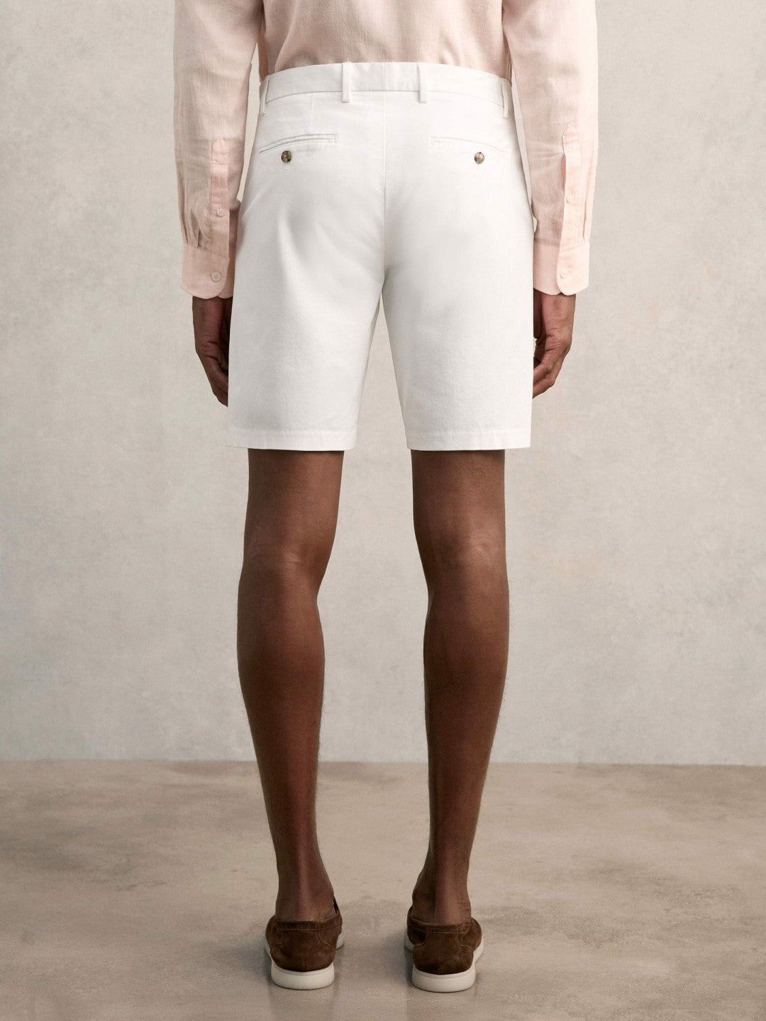 Cotton Chino Shorts with Stretch White | Men