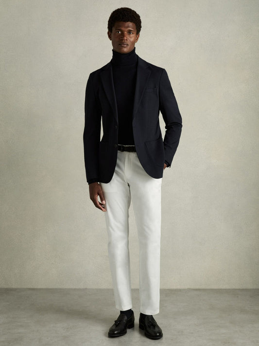 Slim Fit Washed Cotton Blend Chinos White | Men