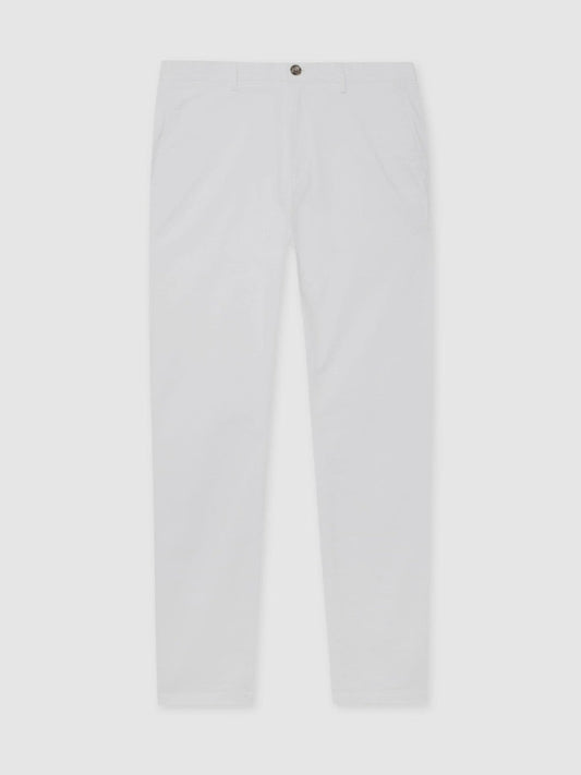 Slim Fit Washed Cotton Blend Chinos White | Men