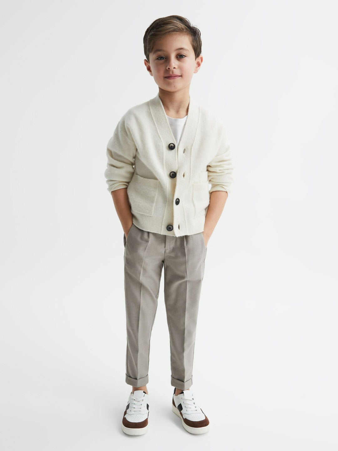 9-14 yrs Relaxed Elasticated Trousers with Turn-Ups Taupe | Children & Baby