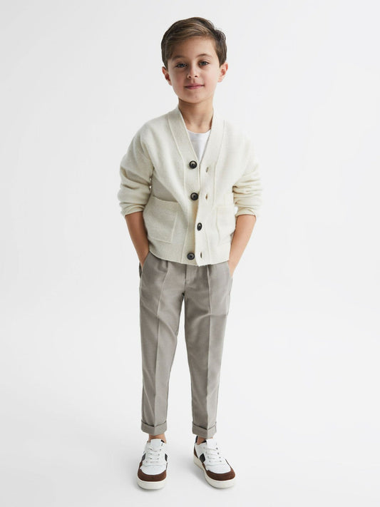 9-14 yrs Relaxed Elasticated Trousers with Turn-Ups Taupe | Children & Baby