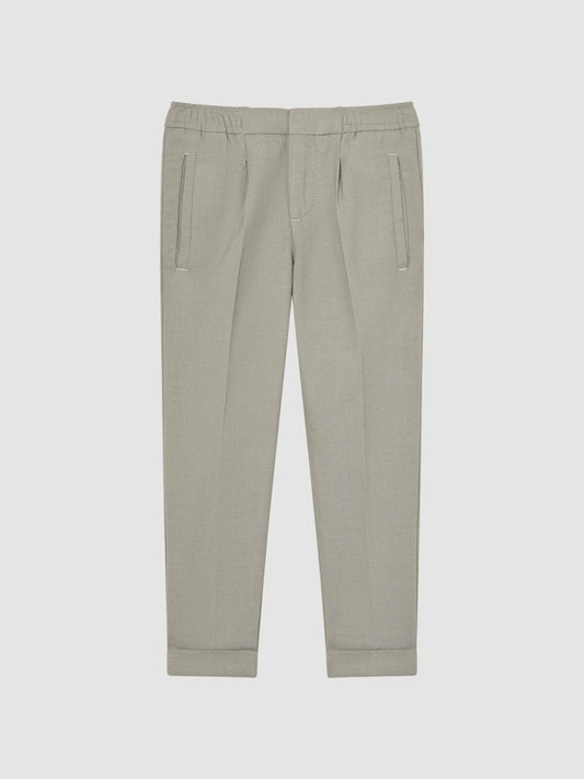 9-14 yrs Relaxed Elasticated Trousers with Turn-Ups Taupe | Children & Baby