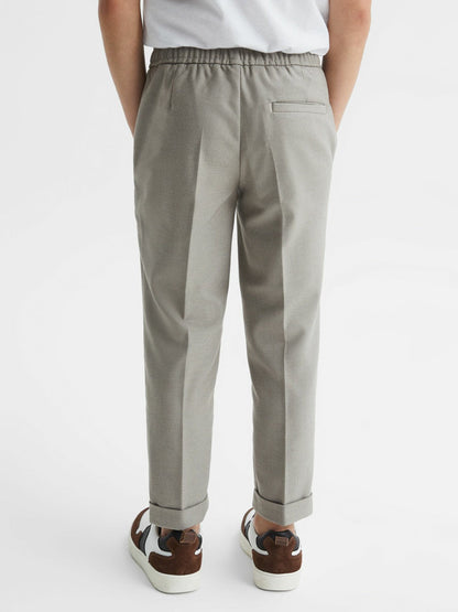 9-14 yrs Relaxed Elasticated Trousers with Turn-Ups Taupe | Children & Baby