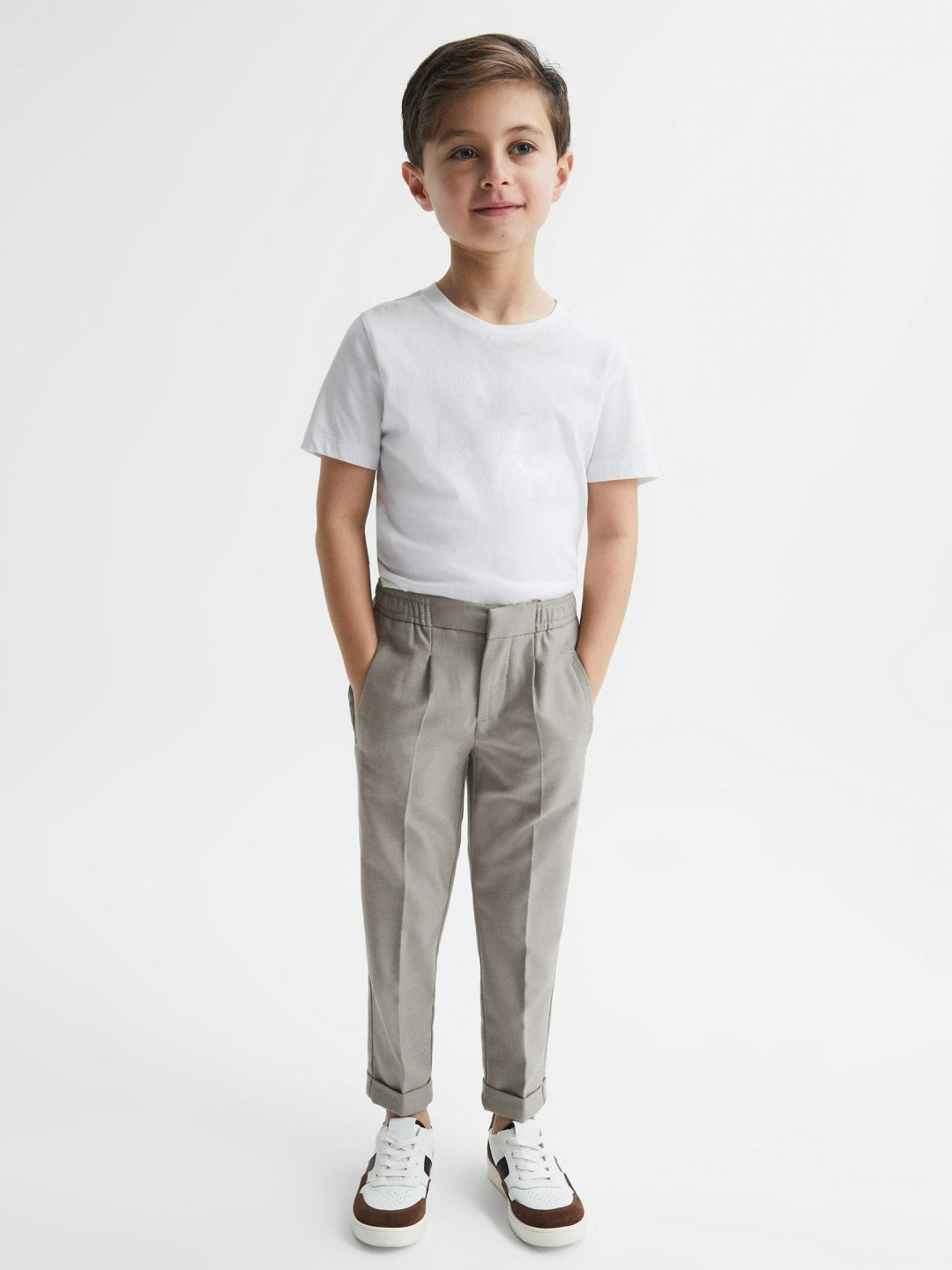 9-14 yrs Relaxed Elasticated Trousers with Turn-Ups Taupe | Children & Baby