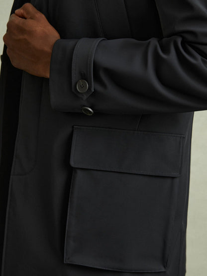 Hybrid Removable Funnel Neck Overcoat Navy | Men