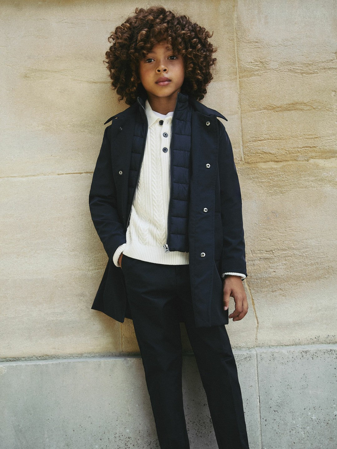9-13 yrs Gabardine Coat with Removable Gilet Navy | Children & Baby