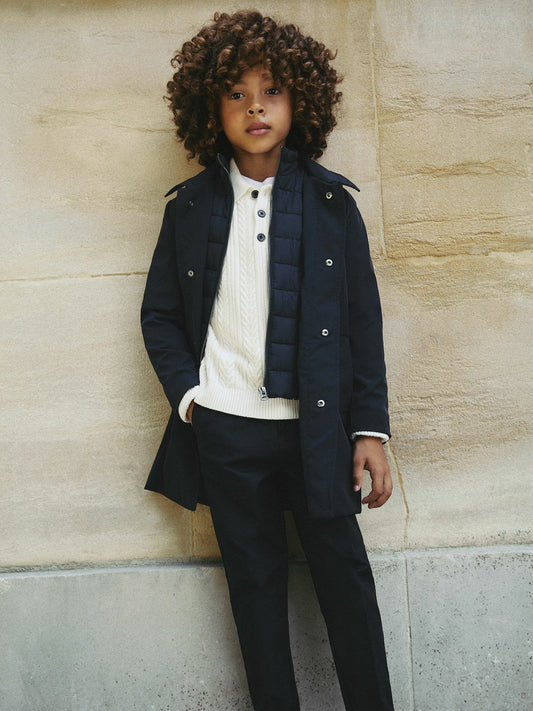 9-13 yrs Gabardine Coat with Removable Gilet Navy | Children & Baby