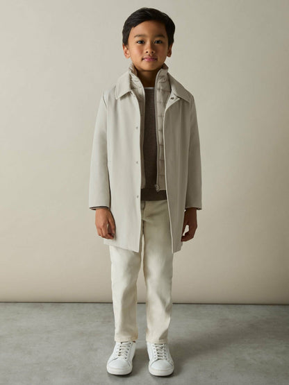 13-14 yrs Gabardine Coat with Removable Gilet Stone | Children & Baby