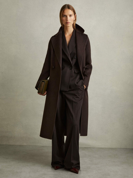 Petite Wool Blend Double Breasted Blindseam Coat Chocolate | Women